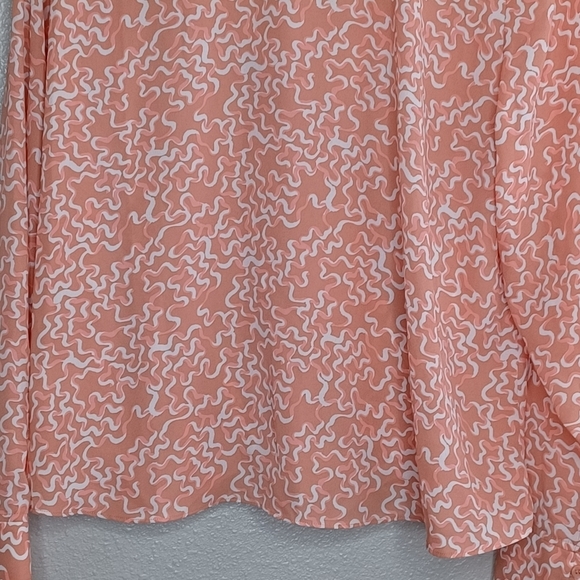 Halogen Abstract Print Sz 1X Wrap Long Sleeve Blouse - Picture 6 of 16